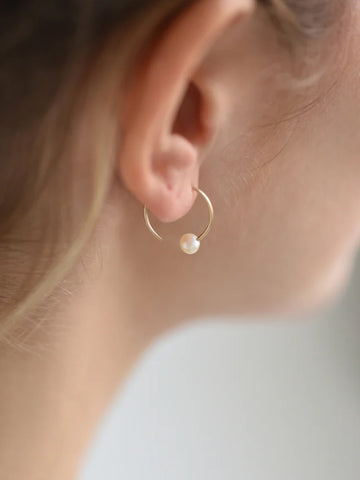 14k Gf Small Circle Pearl Threader