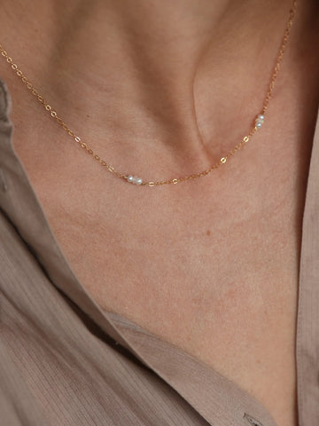 Pearl & Opal Chain Necklace