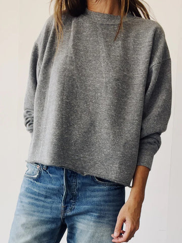 Boxy Crop Sweatshirt - PE Grey