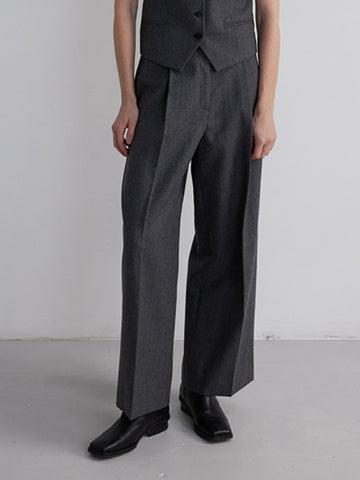 Wool Tucked Pants