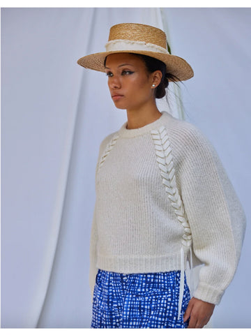 Balloon Sleeve Sweater With Braids