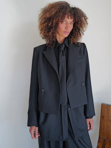 Pinstripe Tuxedo Blazer