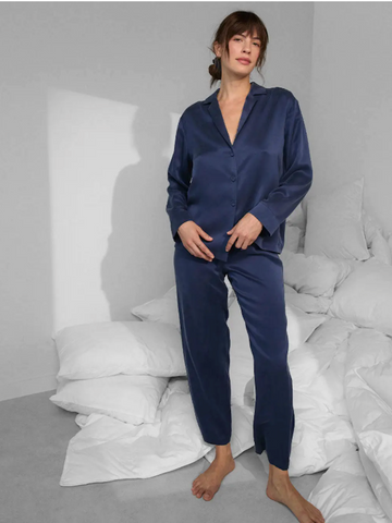 Washable Silk Long Sleeve Pant Set