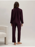 Washable Silk Long Sleeve Pant Set - Striped Jacquard