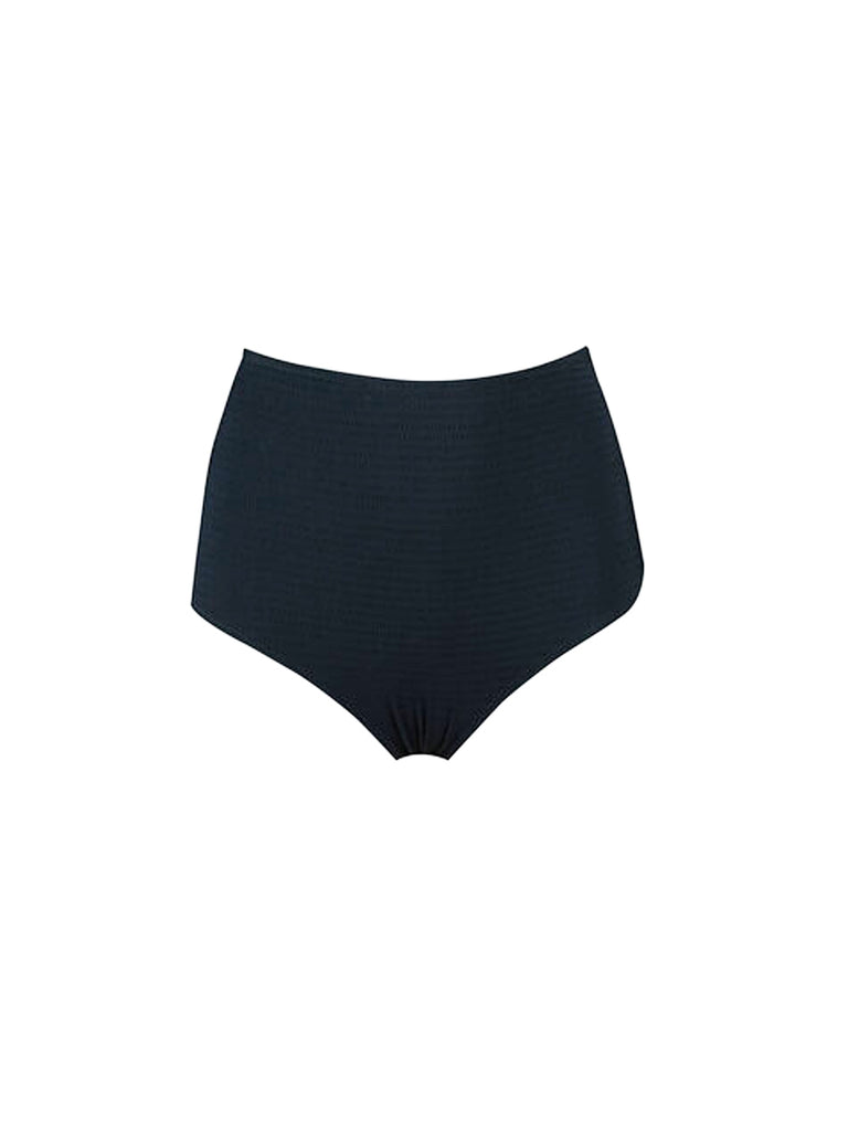 High waisted bottom with medium back coverage. Made in Spain. Seersucker stretch fabric. 85% Polyamide 15% Elastane Fully lined. Hand wash cold separately